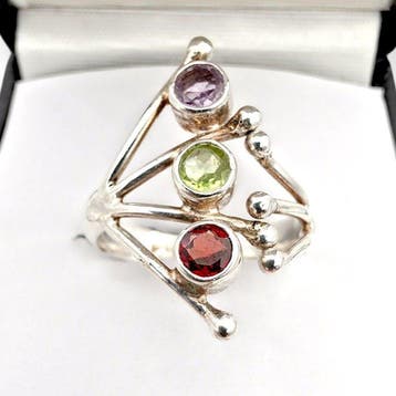 Sans prix de réserve - Bague Argent - Plusieurs pierres