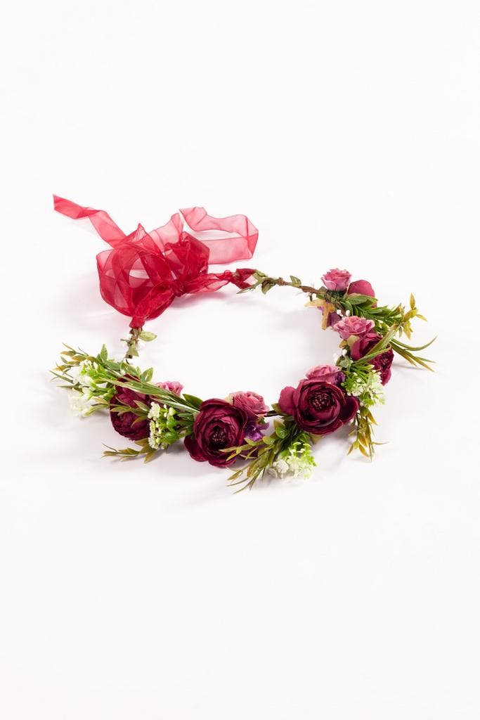 Luxe Bloemenkrans Haar Pioenrozen Donkerrood Paars Rood Bloe, Vêtements | Femmes, Costumes de carnaval & Vêtements de fête, Enlèvement ou Envoi