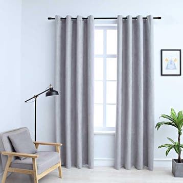 vidaXL Gordijn verduisterend met metalen ringen 2 st 140x175, Verzenden, Nieuw