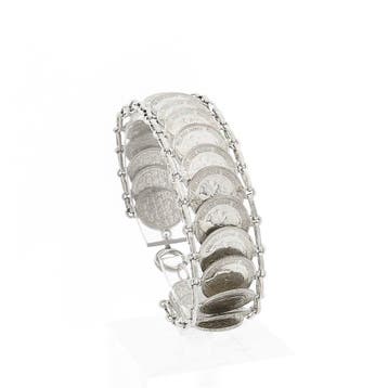 Zilveren Koningin Wilhelmina munten armband (Schakelarmband), Ophalen of Verzenden, Gebruikt, Zilver, Zilver
