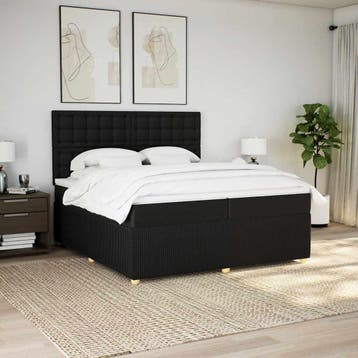 vidaXL Boxspring met matras stof zwart 200x200 cm, Verzenden, Nieuw