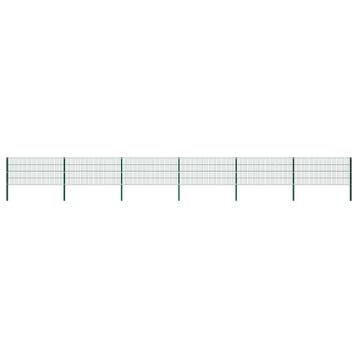 vidaXL Schuttingpaneel met palen ijzer 1040x80 cm groen, Verzenden
