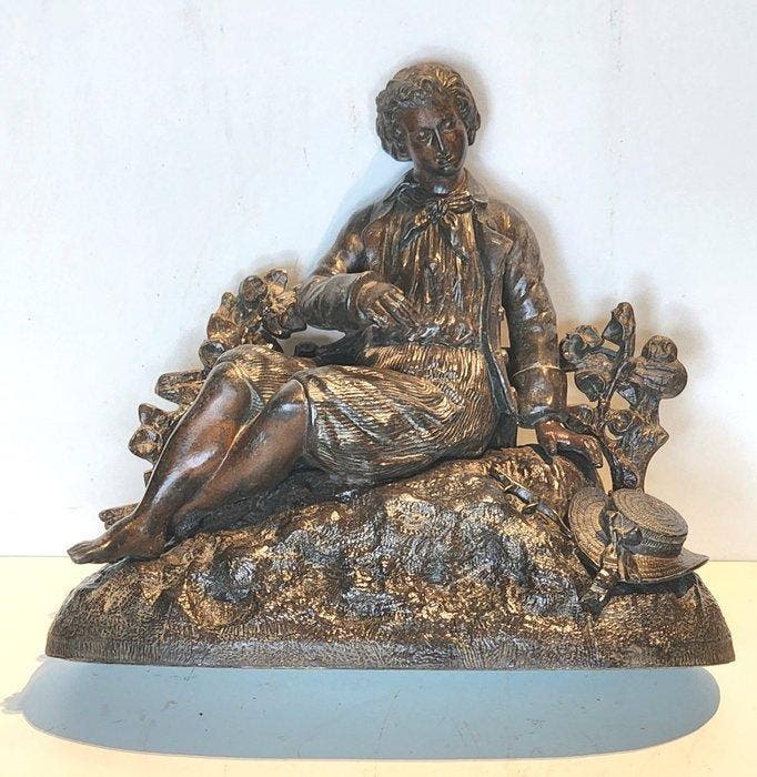 sculptuur, MAGNIFIQUE SCULPTURE DÉCORATIVE – JEUNE, Antiek en Kunst, Antiek | Keramiek en Aardewerk