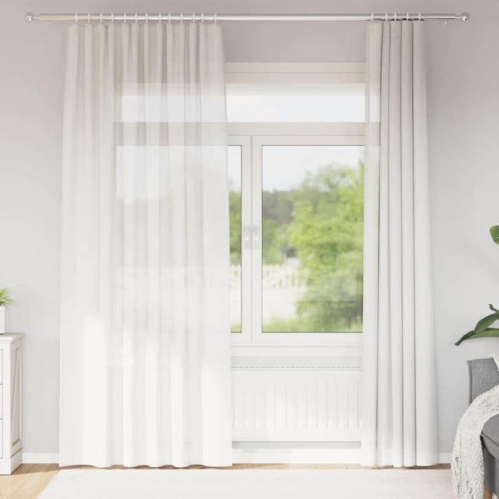 vidaXL Gordijnen voile met roedezakken 2 st wit, Huis en Inrichting, Stoffering | Gordijnen en Lamellen, Nieuw, Verzenden