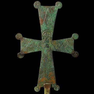 Laat-Romeins / Vroeg-Byzantijns Brons Groot processiekruis, Antiek en Kunst
