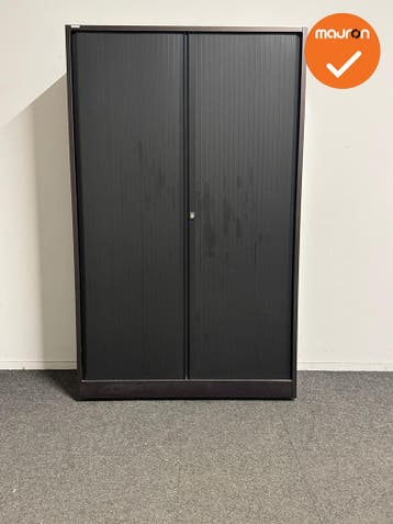 Roldeurkast - Ahrend - 195x120x45 cm - Bruin/Bordeauxrood -, Werkplek, Ophalen of Verzenden, Gebruikt, Kast