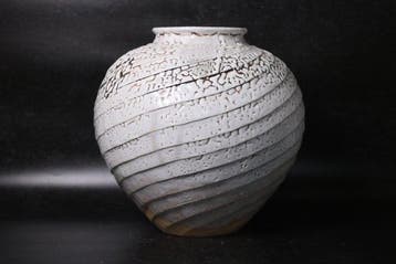 Vase - Grès - Japon - Émaillage craquelé blanc - Ono Kry