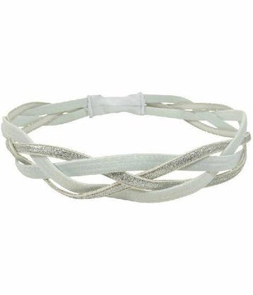 Haarband Sport 3cm - Glitter - Gevlochten Elastiek - Wit
