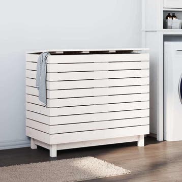 vidaXL Wasmand 88,5x44x76 cm massief grenenhout wit, Verzenden, Nieuw