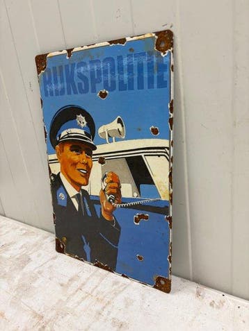 Vintage emaille Rijkspolitie bord – Nederlandse politie –