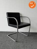 Fasem BRNO vergaderstoel - Zwart leren bekleding - chroom sl, Vergader- of Presentatieruimte, Ophalen of Verzenden, Gebruikt, Stoel
