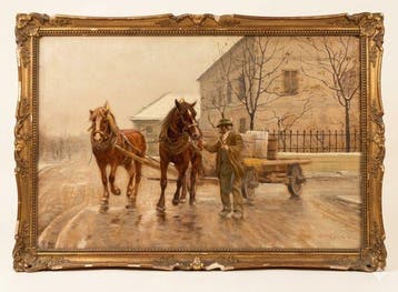 Hermann Reisz (1865-1920) - winter landscape with horse