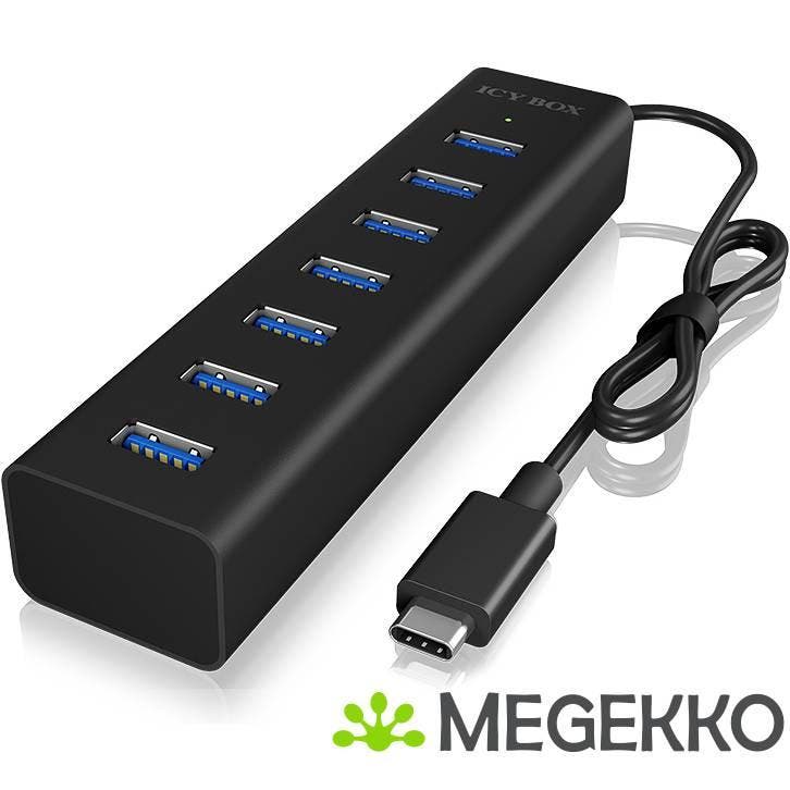 ICY BOX IB-HUB1700-C3 USB 3.0 (3.1 Gen 1) Type-C 5000Mbit/s, Computers en Software, USB Sticks, Nieuw, Verzenden