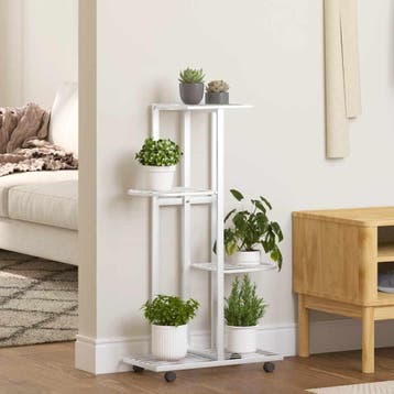 vidaXL Bloemenstandaard met wielen 4-laags 44x23x80 cm ijzer, Verzenden, Nieuw