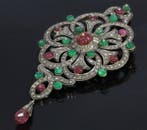 Hanger - 14 karaat Geel goud, Zilver Diamant (Natuurlijk) -