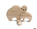 Houten Beeldje Olifant - Vader Moeder 2 Kinderen - Gezin 4-p, Verzenden