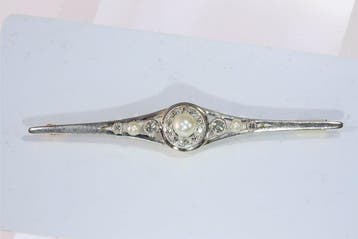 Broche - 18 carats Or blanc, Or jaune - 0.44ct. tw. -