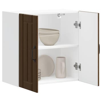 vidaXL Keukenbovenkast Lucca bewerkt hout bruin eikenkleur, Huis en Inrichting, Verzenden, Nieuw