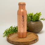 Puur koperen waterfles dot gehamerde rand ± 950 ml (zware, Ophalen of Verzenden