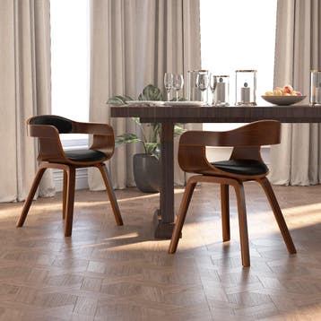 vidaXL Eetkamerstoelen 2 st gebogen hout en kunstleer zwart, Verzenden, Nieuw