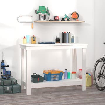 vidaXL Werkbank 110x50x80 cm massief grenenhout wit, Verzenden