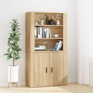 vidaXL Hoge kast bewerkt hout sonoma eikenkleurig, Verzenden, Nieuw