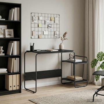 vidaXL Bureau met opslag Zwart eiken 131,5 x 50 x 75,5 cm, Verzenden