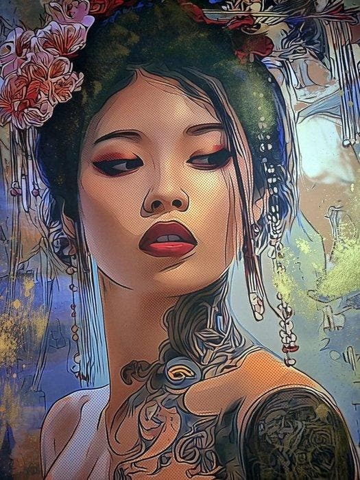 Yorokobi (XX-XXI) - GEISHA CITY OF LOVE, Antiek en Kunst, Kunst | Schilderijen | Modern