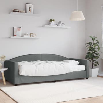 vidaXL Slaapbank met matras 90x200 cm stof donkergrijs, Verzenden, Nieuw