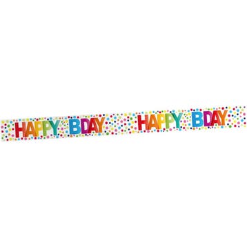 Verjaardag Afzetlint Happy Birthday Stippen 15m, Verzenden, Nieuw