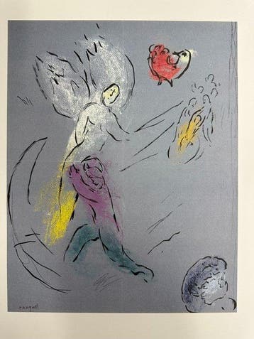 Marc Chagall (1887-1985) - La lutte de Jacob et de lange, Antiek en Kunst
