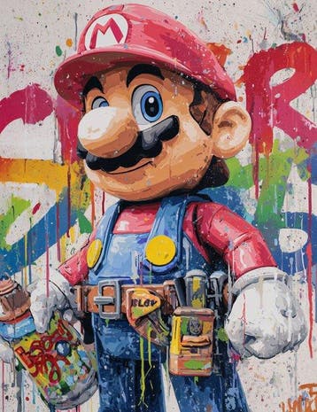 Canvas Fit - Alberto Ricardo - Mario, Héroe del Graffiti Pop