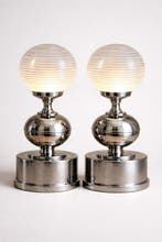 Lampe de table (2) - Métal - Lampes vintage chromées