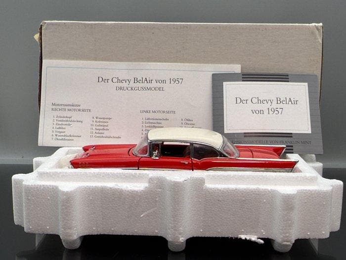 Franklin Mint 1:24 - Model coupé - 1955 Chevrolet Chevy Bel, Hobby en Vrije tijd, Modelauto's | 1:5 tot 1:12