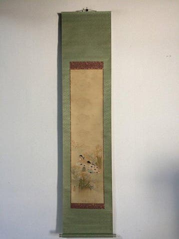 Japanese Silk Kakejiku (Hanging Scroll) - Hand-Painted