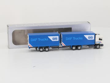 Schaal 1:50 Tekno DAF 95 Concept met aanhanger #7015, Hobby en Vrije tijd, Modelauto's | 1:50, Ophalen of Verzenden, Gebruikt