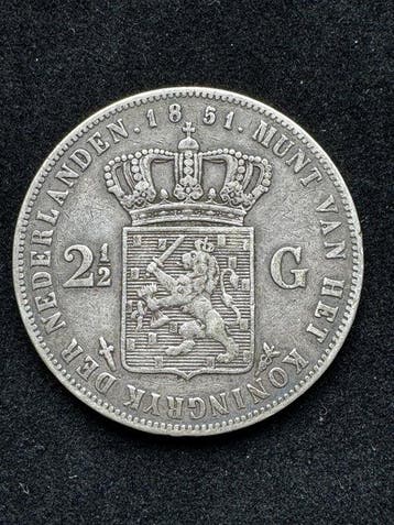 Nederland. Willem III. 2 1/2 Gulden 1851 (Zonder