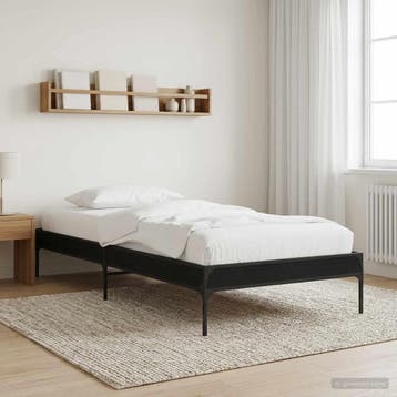 vidaXL Bedframe Zwart eiken 80 x 200 cm Bewerkt hout, Verzenden, Nieuw