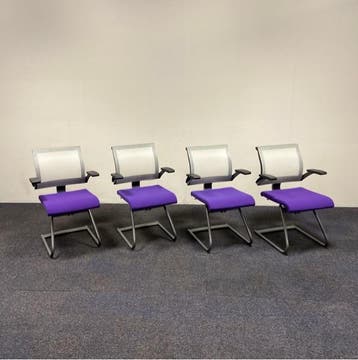 complete set van 4 x Ahrend 240 vergaderstoel met kunststof, Gebruikt, Zwart
