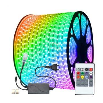 LED Strip 20 meter 5050/60 220-230V RGB Incl., Verzenden, Nieuw