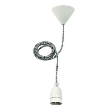 Pendel met E27 fitting - Met nylon kabel - Zwart / Wit, Verzenden