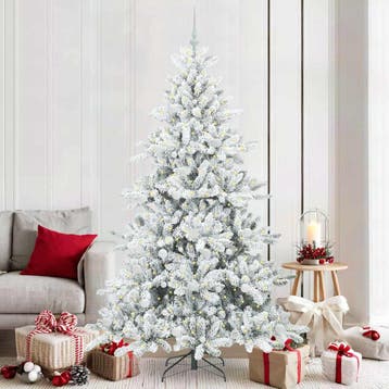 vidaXL Kunstmatige Hinged Kerstboom Wit 210 cm PVC en Staal, Verzenden, Nieuw