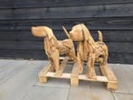 Beeld, NO RESERVE PRICE Large Set Dogs - 49.5 cm - Hout