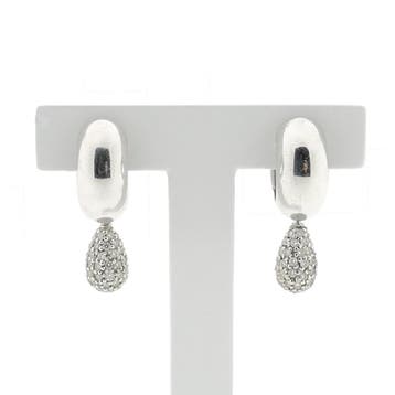 Witgouden oorhangers met diamanten; Ca. 0,70 ct. (Oorbellen), Handtassen en Accessoires, Oorbellen, Gebruikt, Ophalen of Verzenden