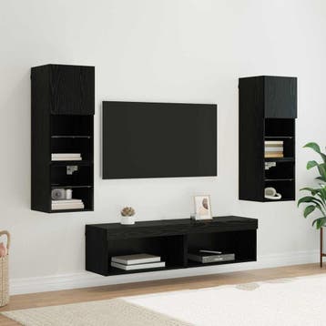 vidaXL TV Wand Eenheid 6 st Zwart Eiken Bewerkt hout, Verzenden, Nieuw