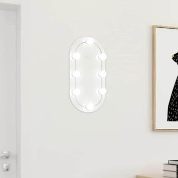 vidaXL Spiegel met LED-verlichting 40x20 cm glas ovaal, Verzenden, Nieuw