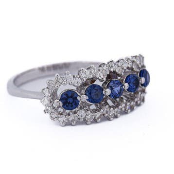 Anneau de bras - 18 carats Or blanc - 1.10ct. tw. Saphir -
