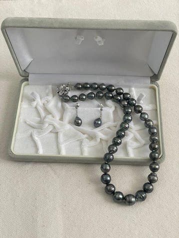 Halsketting Zilver Parel - Ketting met oorbellen, Nieuw