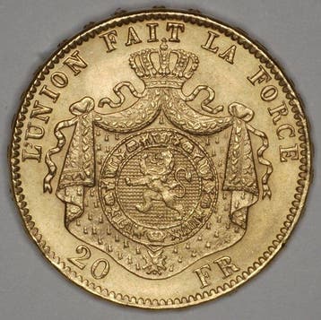 Belgique. Léopold II. 20 Francs 1882 over 72 - *RARE