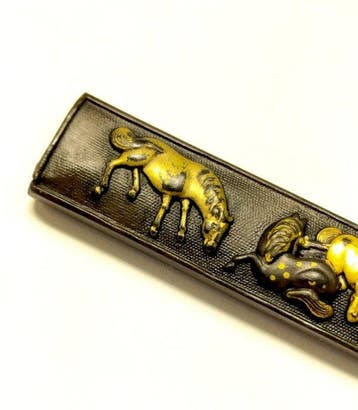Zwaardbevestiging - Edo Period Shakud Kozuka signed